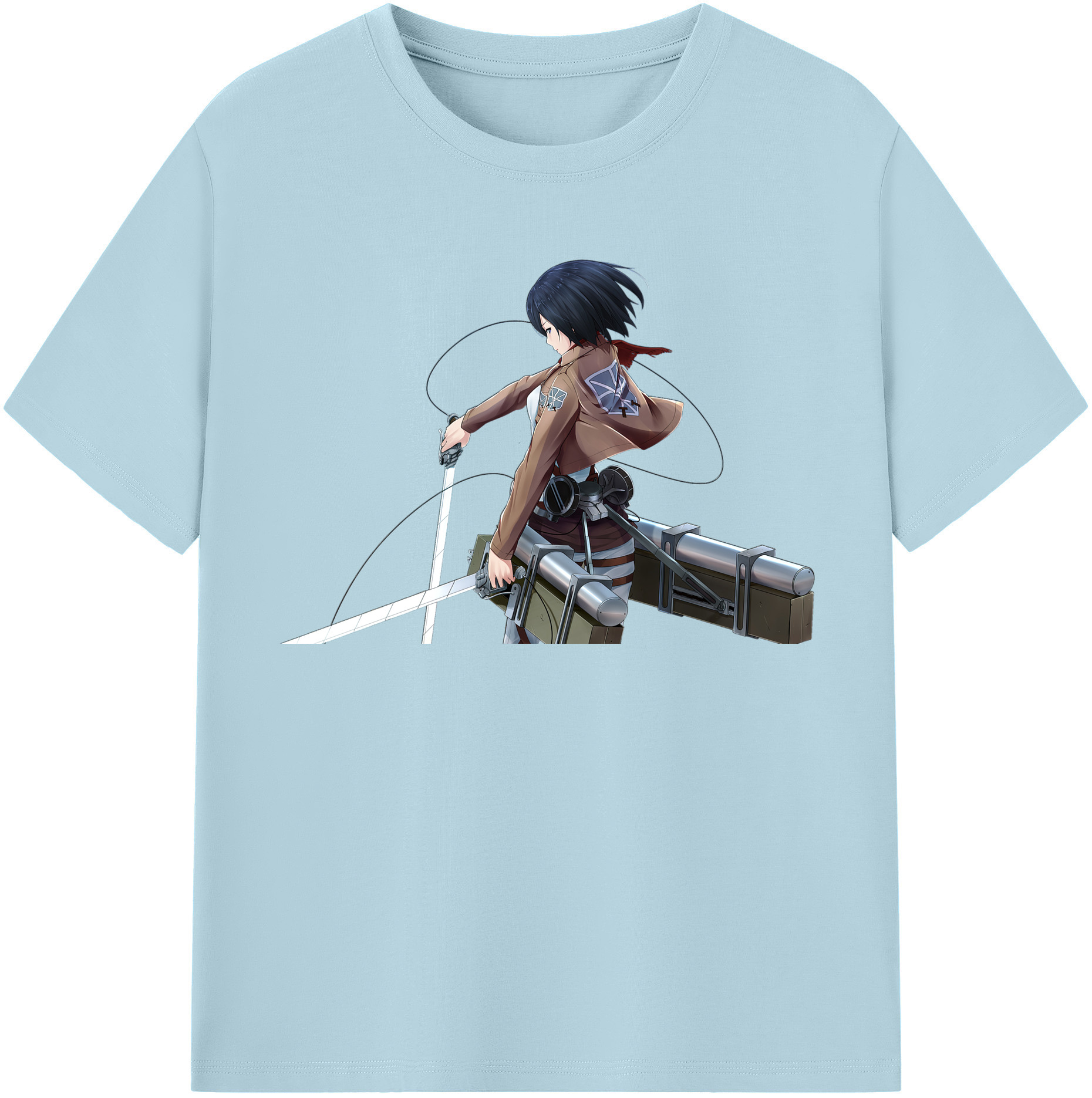 （画像用） 進撃の巨人 ミカサ·アッカーマン Attack on Titan Mikasa Ackerman 綿100％半袖Tシャツ（フロントプリント）
